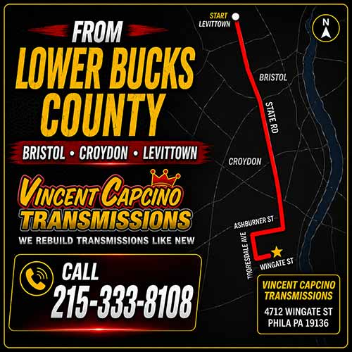 Transmission leak repair 19124 Frankford Oxford Circle Vince Capcino Transmission Repair in Northeast Philadelphia offers Transmission Rebuilding, Transmission Maintenance, Transmission leak repair. 